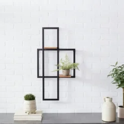 Black Asymmetrical Geometric Wall Shelves-Kirkland's Home Shop