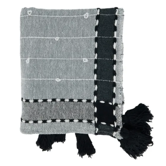 Black Banded Tassel Edge Throw-Kirkland's Home Best