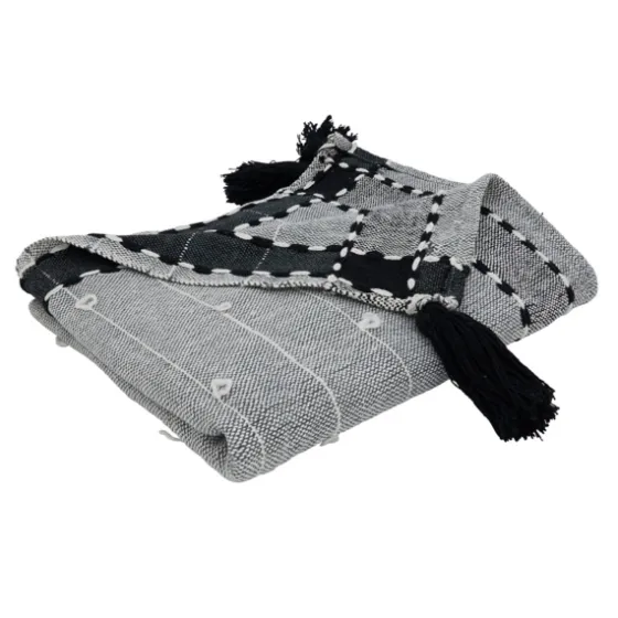 Black Banded Tassel Edge Throw-Kirkland's Home Best