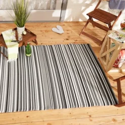 Black Barcode Stripe Outdoor Area Rug, 4X6-Kirkland's Home Cheap