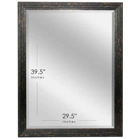 Black Beaded Frame Beveled Vanity Wall Mirror-Kirkland's Home Outlet