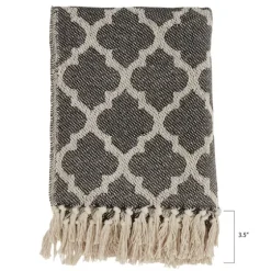 Black Beige Fringe Geometric Throw Blanket-Kirkland's Home Fashion