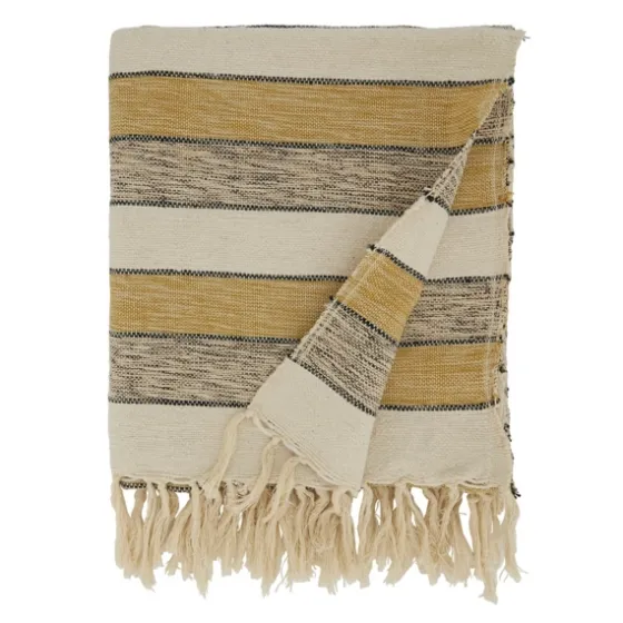 Black Beige With Fringe Throw Blanket-Kirkland's Home Best Sale