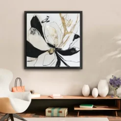 Black Bloom Ii Framed Canvas Art Print-Kirkland's Home Flash Sale