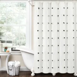 Black Boho Tufted Circles Shower Curtain-Kirkland's Home Fashion