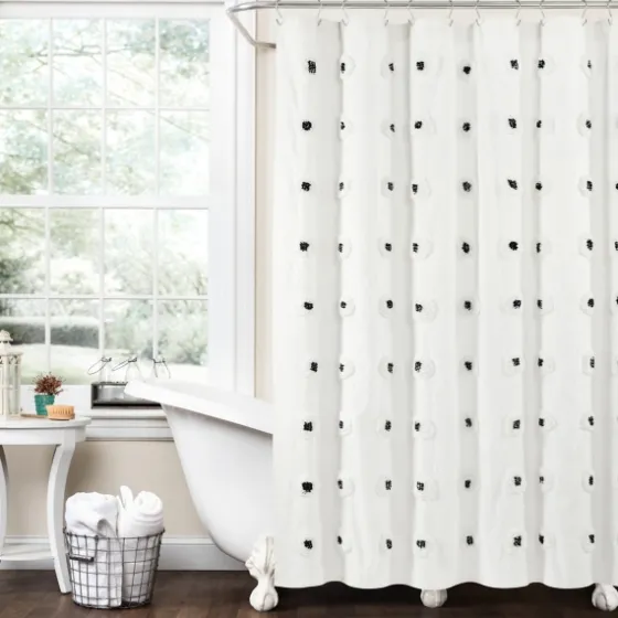 Black Boho Tufted Circles Shower Curtain-Kirkland's Home Fashion