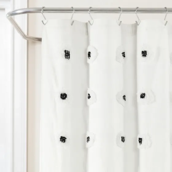 Black Boho Tufted Circles Shower Curtain-Kirkland's Home Fashion