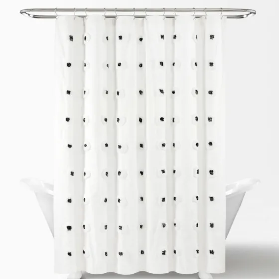 Black Boho Tufted Circles Shower Curtain-Kirkland's Home Fashion
