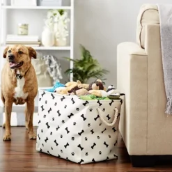 Black Bone And Paw Print Rectangle Pet Basket-Kirkland's Home Clearance