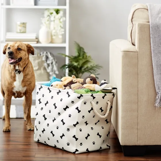 Black Bone And Paw Print Rectangle Pet Basket-Kirkland's Home Clearance