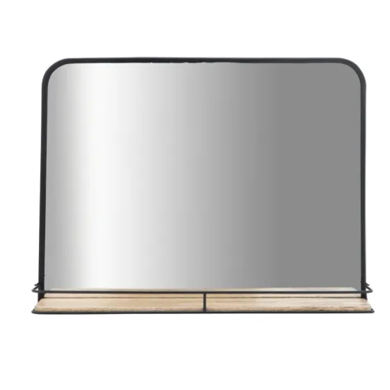 Black Brown Metal Shelf Horizontal Wall Mirror-Kirkland's Home Online