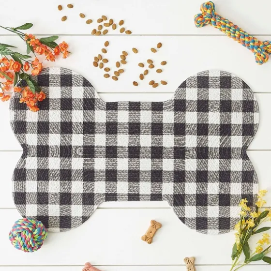 Black Buffalo Check Bone Pet Bowl Mat-Kirkland's Home New