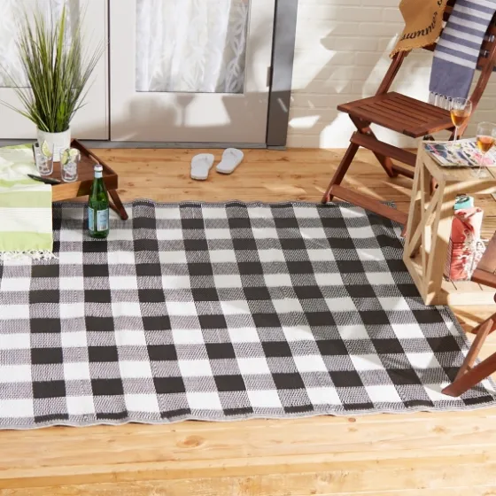Black Buffalo Check Indoor/Outdoor Area Rug, 5X8-Kirkland's Home Cheap