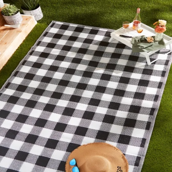 Black Buffalo Check Indoor/Outdoor Area Rug, 5X8-Kirkland's Home Cheap