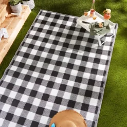 Black Buffalo Check Indoor/Outdoor Area Rug, 5X8-Kirkland's Home Cheap