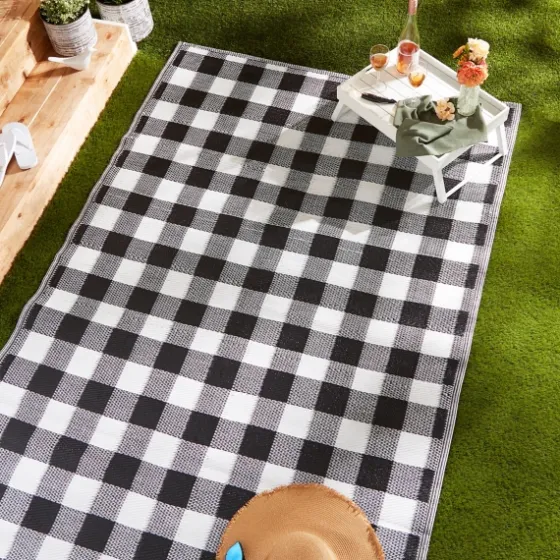 Black Buffalo Check Indoor/Outdoor Area Rug, 5X8-Kirkland's Home Cheap