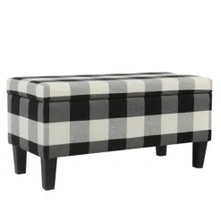 Black Buffalo Check Storage Bench-Kirkland's Home Cheap