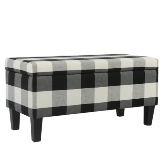 Black Buffalo Check Storage Bench-Kirkland's Home Cheap