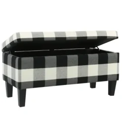 Black Buffalo Check Storage Bench-Kirkland's Home Cheap