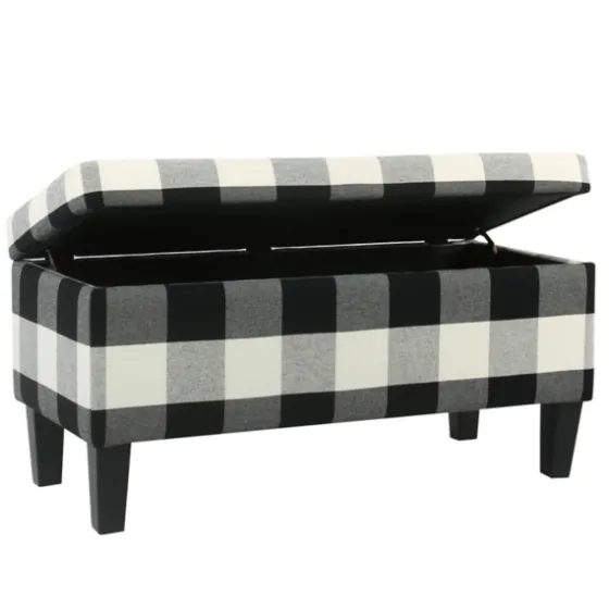 Black Buffalo Check Storage Bench-Kirkland's Home Cheap