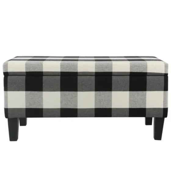 Black Buffalo Check Storage Bench-Kirkland's Home Cheap