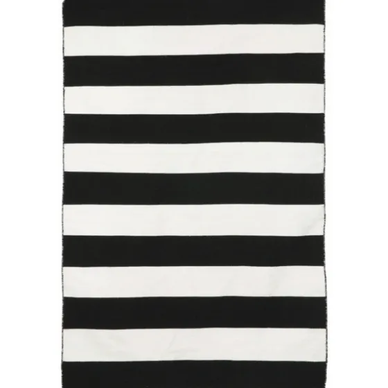 Black Cabana Stripe Indoor/Outdoor Area Rug, 3X5-Kirkland's Home Discount