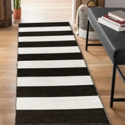 Black Cabana Stripe Indoor/Outdoor Runner, 2X8-Kirkland's Home Best Sale