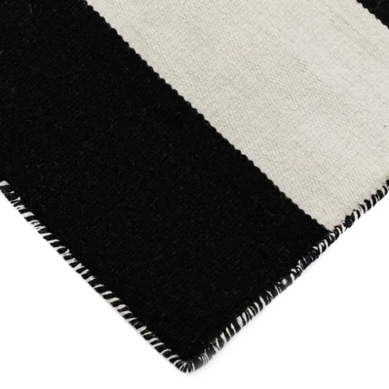 Black Cabana Stripe Indoor/Outdoor Area Rug, 8X8-Kirkland's Home Store