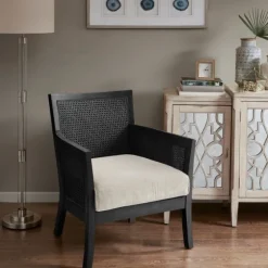 Black Cane Cushioned Accent Chair-Kirkland's Home Cheap