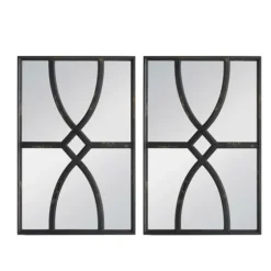 Black Carved Wooden Frame Wall Mirrors, Set Of 2-Kirkland's Home Best Sale