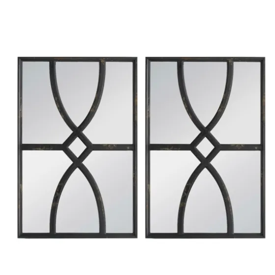 Black Carved Wooden Frame Wall Mirrors, Set Of 2-Kirkland's Home Best Sale