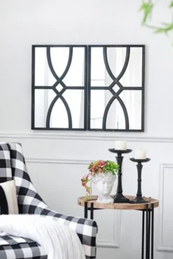 Black Carved Wooden Frame Wall Mirrors, Set Of 2-Kirkland's Home Best Sale