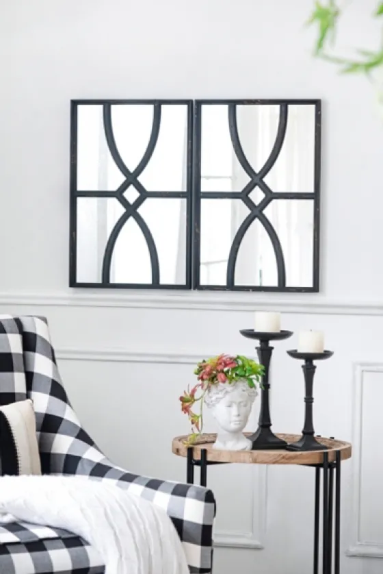 Black Carved Wooden Frame Wall Mirrors, Set Of 2-Kirkland's Home Best Sale