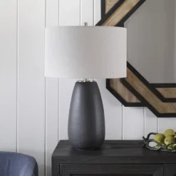 Black Ceramic Gridline Table Lamp-Kirkland's Home Clearance