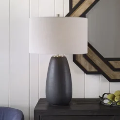 Black Ceramic Gridline Table Lamp-Kirkland's Home Clearance