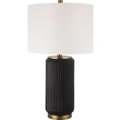 Black Ceramic Ribbed Table Lamp-Kirkland's Home Sale