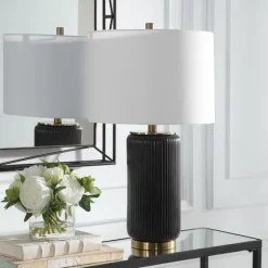 Black Ceramic Ribbed Table Lamp-Kirkland's Home Sale