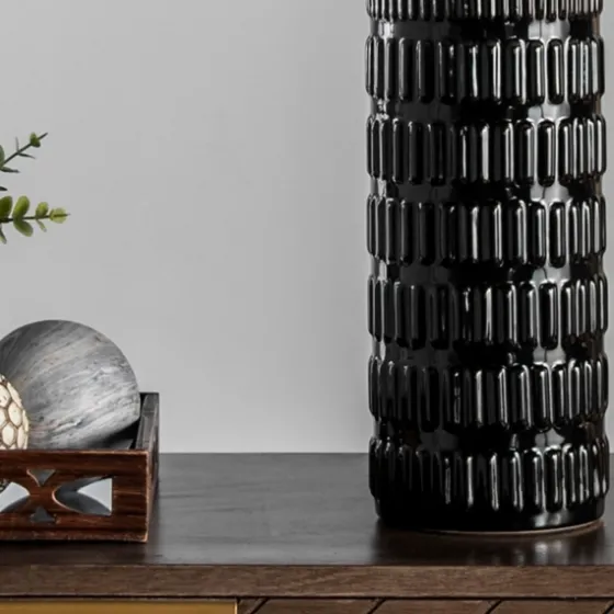 Black Ceramic Stacked Lines Table Lamp-Kirkland's Home Sale