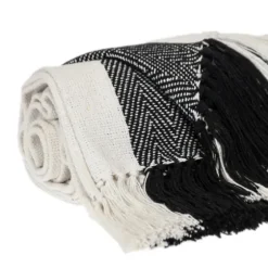 Black Chalet Striped Fringe Throw-Kirkland's Home Flash Sale