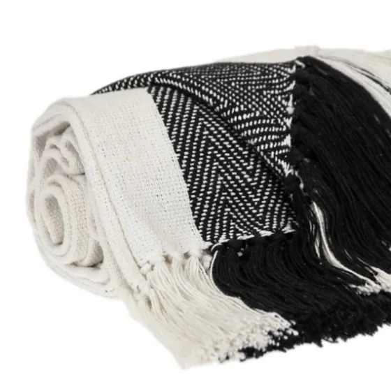 Black Chalet Striped Fringe Throw-Kirkland's Home Flash Sale