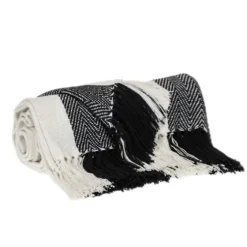 Black Chalet Striped Fringe Throw-Kirkland's Home Flash Sale