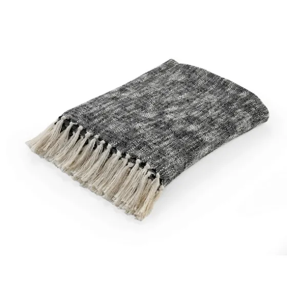 Black Chambray Fringe Throw-Kirkland's Home Outlet