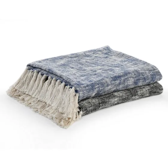Black Chambray Fringe Throw-Kirkland's Home Outlet