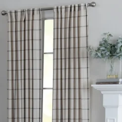 Black Checkered Single Curtain Panel, 84 In.-Kirkland's Home Best