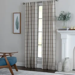 Black Checkered Single Curtain Panel, 84 In.-Kirkland's Home Best