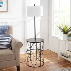 Black Cross Caged Table Base Floor Lamp-Kirkland's Home Best