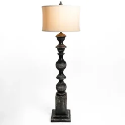 Black Distressed Carved Floor Lamp-Kirkland's Home Store