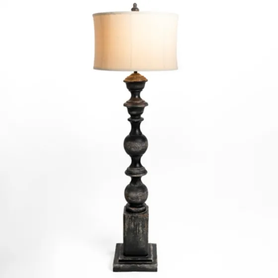 Black Distressed Carved Floor Lamp-Kirkland's Home Store