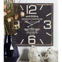 Black Distressed Wood Face Square Clock-Kirkland's Home Outlet