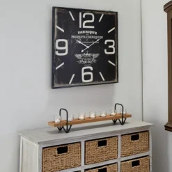 Black Distressed Wood Face Square Clock-Kirkland's Home Outlet